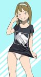  hairband kumio34 no_pants original panties shirt shirt_tug solo t-shirt underwear v 