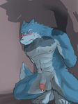  anthro balls biceps blush canine duo flaccid fur gay inukami male mammal muscles nipples nude pecs penis shadow sweat unknown_artist wolf 