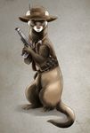  blaster_pistol charlie female feral ferret gun hat mammal moodyferret mustelid ranged_weapon space_ferret vest weapon weasel western 