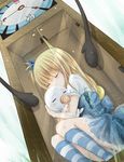  1girl blonde_hair clock dress fairy_tail female horologium lucy_heartfilia plue sleeping solo 