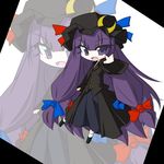  :o alternate_costume balladia black_dress blouse bow buttons chibi crescent dress eyelashes full_body hair_bow hair_ribbon hat hat_bow long_hair long_sleeves looking_at_viewer low-tied_long_hair no_nose open_mouth outstretched_arm patchouli_knowledge purple_eyes purple_hair ribbon shoes simple_background solo square standing standing_on_one_leg touhou tress_ribbon very_long_hair vest white_background wide_sleeves zoom_layer 