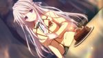  1girl candle game_cg gray_hair grey_hair hatsukoi_1/1 hatsukoi_1_1 iizuki_tasuku long_hair makabe_midori purple_eyes school_uniform smile sweat 