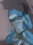  anthro biceps bound bulge canine embarrassed gay inukami male mammal muscles nipples pecs shadow thong wolf 