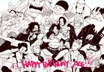  3girls 6+boys birthday brother brothers character_name curly_dadan dogra dogra_(one_piece) edward_newgate facial_hair family father father_and_son flower_sword_vista gol_d_roger grandchild grandfather hat hug izou_(one_piece) jimbei jimbei_(one_piece) jozu jozu_(one_piece) magra magra_(one_piece) makino makino_(one_piece) marco marco_(one_piece) monkey_d_garp monkey_d_luffy monochrome mother multiple_boys multiple_girls mustache oars_jr one_piece pirate portgas_d_ace portgas_d_rouge sabo sabo_(one_piece) shueisha siblings smile son tattoo thatch thatch_(one_piece) time_paradox top_hat topless wachiko_(m8652) whitebeard_pirates 