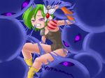  1girl bomb_(final_fantasy) boots camel_(dansen) card_quest digestion female final_fantasy final_fantasy_iv green_hair hair_ornament hairpin leotard purple_eyes rydia sticky vore 