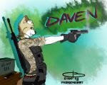  ammunition anatomy anthro brown_fur canine clothed clothing dado463art daven dog drawing dressing fur girly gun handgun happy looking_at_viewer male mammal military mp5 pistol ranged_weapon sketch smile solo standing watch weapon 