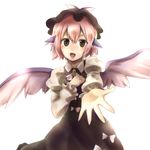  animal_ears bad_id bad_pixiv_id blush hadurin_(zdmzy) hat looking_at_viewer mystia_lorelei open_mouth simple_background solo touhou white_background wings 