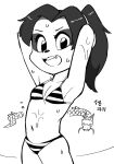  anthro bikini black_hair blizzard_entertainment breasts clothing cub dragon female flat_chested hair korean_text lakilolom li_li_stormstout looking_at_viewer mammal navel open_mouth pandaren ponytail small_breasts solo swimsuit teeth text ursine video_games warcraft wet young 