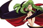  1girl absurdres c.c. code_geass green_hair highres naked_cape nude sakou_yukie simple_background vector_trace white_background 