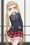  blonde_hair blue_eyes chuunibyou_demo_koi_ga_shitai! dekomori_sanae jigoku_inu long_hair school_uniform solo twintails 