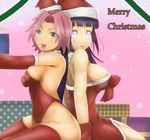  2girls christmas haruno_sakura hyuuga_hinata multiple_girls naruto sakuama 