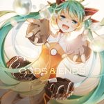  copyright_name fingerless_gloves gloves green_eyes green_hair hatsune_miku long_hair nou odds_&amp;_ends_(vocaloid) open_mouth outstretched_arms project_diva_(series) project_diva_f skirt solo tears thighhighs twintails very_long_hair vocaloid 