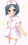  :o bad_id bad_pixiv_id blue_eyes blue_hair blush hat inazuma_eleven_(series) inazuma_eleven_go looking_at_viewer nurse nurse_cap red_cross ringo_yuyu short_hair simple_background solo sorano_aoi star thighhighs white_background white_legwear 