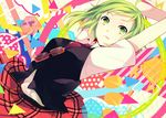  :p achiki arms_up bad_id bad_pixiv_id glasses green_eyes green_hair gumi looking_at_viewer setsuna_trip_(vocaloid) short_hair skirt solo tongue tongue_out vocaloid 