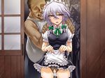  fat fat_guy fat_man female izayoi_sakuya maid segami_daisuke skirt skirt_lift tongue touhou 