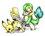  cumshot duo gay hands-free male masturbation nintendo onomatopoeia orgasm penis pikachu plain_background pok&#233;mon pok&eacute;mon snivy tranquilmyst video_games white_background 