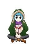  1girl blue_hair coat full_body gorillaz noodle_(gorillaz) purple_hair short_hair stuart_pot 