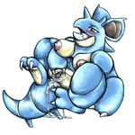  breasts masturbation nidoqueen plain_background pok&eacute;mon pussy pussy_juice solo tranquilmyst white_background 