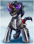  armor black_fur black_hair black_penis equine erection eye_mist farorenightclaw feral friendship_is_magic fur glowing glowing_eyes hair hooves horn horse horsecock king_sombra_(mlp) male mammal my_little_pony penis pony red_eyes royalty smile smirk solo unicorn 