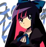  bangs blunt_bangs bow character_name endou_(hot_handle) hair_bow long_hair lowres multicolored_hair panty_&amp;_stocking_with_garterbelt puffy_sleeves solo stocking_(psg) two-tone_hair upper_body 