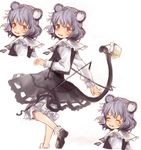  animal_ears basket capelet closed_eyes dowsing_rod grey_hair jewelry long_sleeves mouse mouse_ears mouse_tail nazrin nonoplus red_eyes short_hair simple_background smile solo tail touhou white_background 