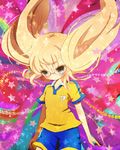  fusion glasses inazuma_eleven_(series) inazuma_eleven_go inazuma_eleven_go_chrono_stone kirino_ranmaru kirino_ranmaru_(mixi_max_jeanne_d'arc) long_hair male_focus raimon soccer_uniform solo sportswear twintails yoshida_(nono_ko) 