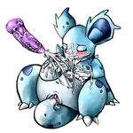  cumshot disembodied_penis female male masturbation nidorina nintendo orgasm penis plain_background pok&#233;mon pok&eacute;mon pregnant red_eyes straight tranquilmyst video_games white_background 