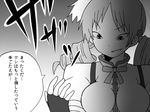  comic drill_hair fingerless_gloves gloves gogiga_gagagigo gradient gradient_background greyscale magical_girl mahou_shoujo_madoka_magica monochrome solo tomoe_mami translated twin_drills twintails 