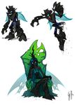  anthro anthrofied blue_eyes chair changeling claws fangs female friendship_is_magic glancojusticar green_eyes green_hair hair holes horn long_hair male my_little_pony plain_background queen_chrysalis_(mlp) sitting throne white_background wings 