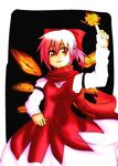  achi_cirno alternate_color bow cirno cirno-nee female fire hair_bow highres red_eyes red_hair scarf touhou 