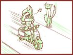  gen_5_pokemon ground_vehicle mienshao motor_vehicle musical_note no_humans pokemon pokemon_(creature) scooter sougetsu_(yosinoya35) speed_lines tail 