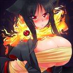  big_breasts blush breasts clothing cute female fire huge_breasts mogura_susutake nintendo pok&#233;mon pok&#233;morph pok&eacute;mon red_eyes smile typhlosion video_games 