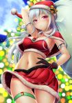  christmas cleavage garter hiro_(725611) pantsu skirt_lift string_panties 