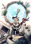  bad_id bad_pixiv_id blonde_hair bobby_socks broom brown_eyes curiosities_of_lotus_asia eho_(icbm) hat hat_ribbon kirisame_marisa leaf long_hair monitor ribbon ruins shoes sitting socks solo toolbox touhou white_legwear window witch_hat wrist_cuffs 