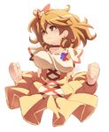  breasts brown_eyes brown_hair choker cure_pine fresh_precure! hair_ornament heart heart_hair_ornament large_breasts magical_girl orange_choker orange_skirt precure short_hair side_ponytail skirt smile solo tasaka_shinnosuke white_background wrist_cuffs yamabuki_inori 