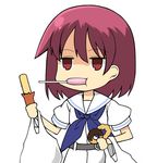  chibi doughnut eichikei expressionless food miyanaga_teru red_hair saki short_hair solo sweets 