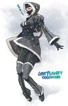  balaclava blue_eyes boots breasts coat cold fur_trim g-room_honten hood lost_planet lost_planet_colonies mask medium_breasts parody snow space_channel_5 thigh_boots thighhighs tiptoes translated ulala winter_clothes winter_coat 