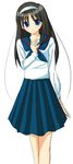  black_hair blue_eyes blush hairband highres kof1484 long_hair school_uniform sketch solo toono_akiha tsukihime white_hairband 