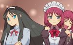  black_hair blue_eyes blush bow hairu headdress hisui kohaku long_hair maid multiple_girls siblings toono_akiha tsukihime twins 