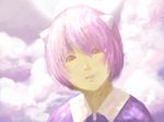  animal_ears close-up closed_mouth cloud dan_kim elfen_lied face horns lavender_hair nana_(elfen_lied) purple_eyes short_hair sky solo sun 