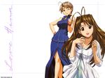  ahoge antenna_hair brown_eyes brown_hair casual dress konno_mitsune long_hair love_hina multiple_girls narusegawa_naru non-web_source short_hair wallpaper 