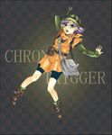  :o belt belt_pouch boots chrono_trigger copyright_name full_body hat knee_boots long_sleeves lowres lucca_ashtear open_mouth pocket posca pouch short_hair shorts silver_hair solo 
