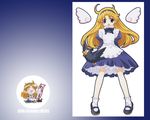  alice_(alicesoft) alice_in_wonderland alicesoft apron bird blonde_hair blue_eyes crow dress frills long_hair mary_janes non-web_source shoes socks solo wallpaper 