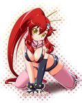  bra breasts cleavage hotpants lingerie long_hair ponytail red_hair short_shorts shorts tengen_toppa_gurren-lagann tengen_toppa_gurren_lagann thighhighs underwear yellow_eyes yoko_littner yoko_ritona 