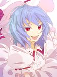  bad_id bad_pixiv_id close-up face fangs hat hijiri_(resetter) open_mouth purple_hair red_eyes remilia_scarlet ribbon short_hair smile solo touhou 