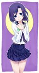  blue_eyes blue_hair crossed_arms daive hands_on_own_chest head_tilt letter matsuzawa_komaki school_uniform serafuku short_hair smile solo watashi-tachi_no_tamura-kun 