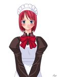  absurdres apron blue_eyes blush highres hisui maid melty_blood red_hair short_hair solo transparent_background tsukihime vector_trace 