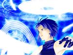  bare_shoulders blue_eyes blue_hair ciel fukurou gloves magic_circle solo tsukihime 