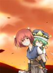  bad_id bad_pixiv_id carrying green_hair hat multiple_girls onozuka_komachi piggyback red_hair ribbon shiki_eiki short_hair sutagu touhou 