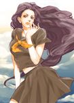  artist_request black_hair cloud cloudy_sky diamond_wa_kudakenai hand_to_own_mouth jojo_no_kimyou_na_bouken long_hair lowres school_uniform serafuku sky solo source_request wind yamagishi_yukako 